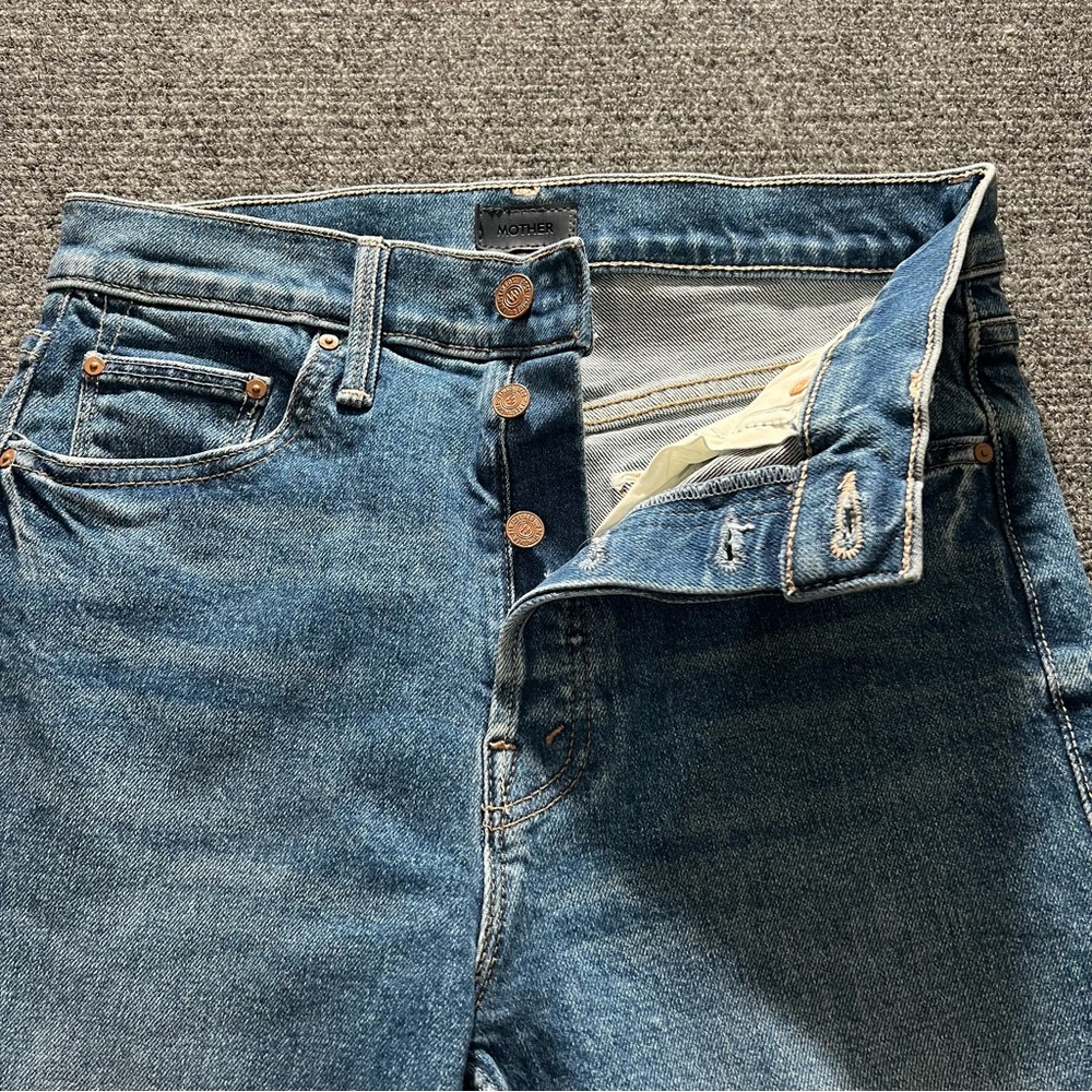 Mother The Tomcat Ankle Fray Blue Jeans Arigato Mr. Roboto Size 27 Fray Ends - Picture 3 of 12